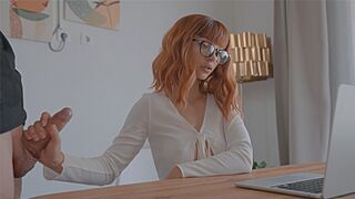 A sexy girl fucks with a guy during a zoom meeting and gets cum inside her pussy