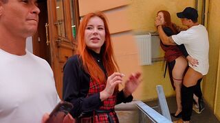 Redhead hottie Luna Rishi gets banged after sucking cock