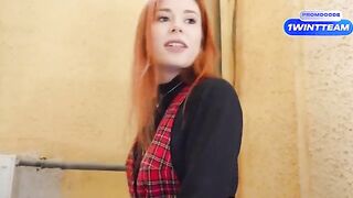 Redhead hottie Luna Rishi gets banged after sucking cock