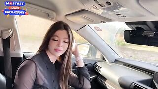 A risky girl, Vallery Ray, got fucked in the car and received cum in her mouth