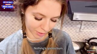 The flatmate girl is not against occasional sex in the kitchen for risk and excitement