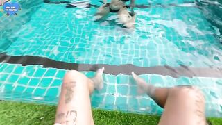 My girlfriend's best friend fucked me in the pool, it was intense!