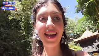 Public blowjob and cum walk on a waterfall with many people around
