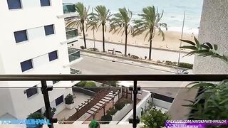 Public sex on the balcony with a stunning view