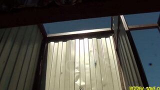 A girl was secretly filmed in a beach house cabin