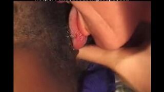 A black woman has sex with her older white lover in a passionate session