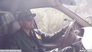 The old granny is getting fucked by a soldier in the pickup