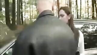 A girl was torn on the car hood for her not being careful enough