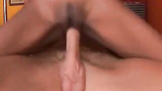 Skinny black girl is having fun with a white guy’s cock in an intense way