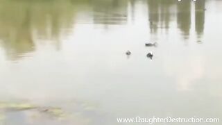 A sexy girl seduced a young guy on the pier and got fucked