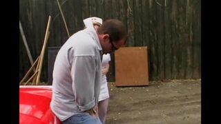 A sexy nurse has an unexpected adventure in her car with a stranger