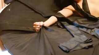 Girl in pantyhose was fucked after making a cock sucking blowjob