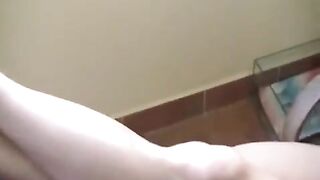 A naked girl with a cigarette got burned and absorbed it