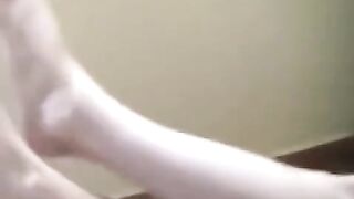 A naked girl with a cigarette got burned and absorbed it