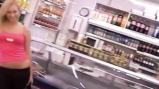 Stunning blonde thief gets fucked hard by cashier