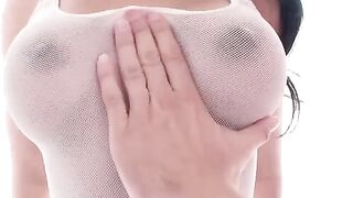 A charming girl sat on the member and began to move