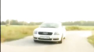 A blonde girl got her shaved pussy on the bonnet for protection