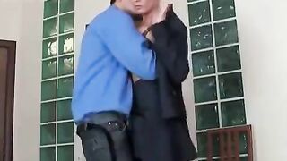 A young guy fucked his Russian boss, who was in stockings