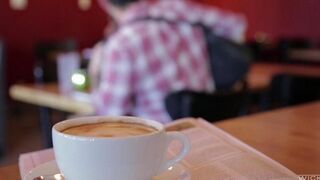 The guy picked up an Asian beauty in the cafe and fucked her hard