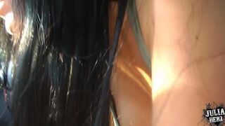 A beautiful blowjob from a hot brunette in her car