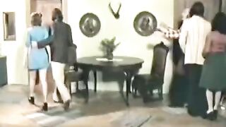 A hot retro foursome sex with the charming brunette and her friends