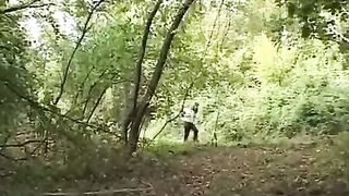 A woman met a maniac in the forest and he fucked her hard
