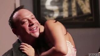 Girl caught with someone else, so her boyfriend fucked her hard on the couch