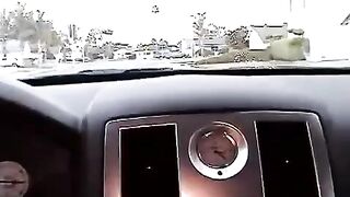 A girl made a blowjob right in the car, it was very risky
