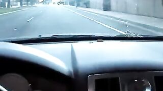 A girl made a blowjob right in the car, it was very risky
