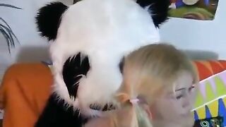 A hot girl has sex with her favorite Panda bear in a steamy scene