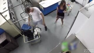A girl has sex while doing her laundry, completely unaware of being filmed