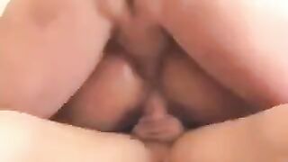 Blonde in threesome fuck with her husband's friends on the couch