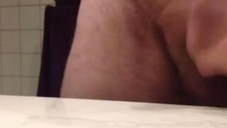 Fingered and cum shot on the table while working