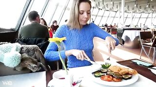 It can already be fucked, brunette in sexy clothes