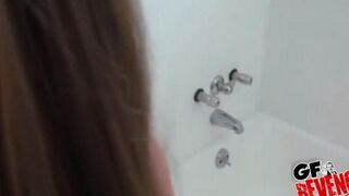 Home blowjob scene 2 - the guy flushed the toilet and covered his ass with his hand