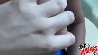 Home blowjob scene 2 - the guy flushed the toilet and covered his ass with his hand