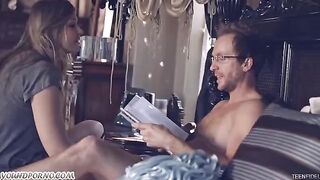 Vulgar dad fucked his daughter in the pussy hard