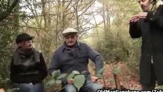 Father and son fuck his daughter and sister in the forest