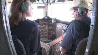 Blonde stewardess with big boobs gets fucked hard and deep