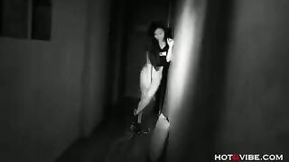 On a chair, the girl rubs her pussy and squeezes cum