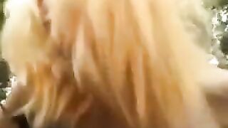 Cute girl was sucking dick in the park and got fucked there
