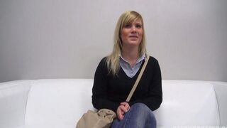 A young 25-year-old Czech girl at a porn casting, doing blowjob