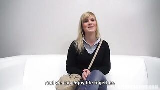 A young 25-year-old Czech girl at a porn casting, doing blowjob