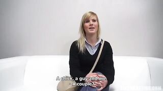 A young 25-year-old Czech girl at a porn casting, doing blowjob