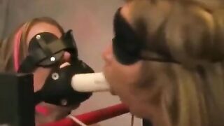 Bondage sex with two lesbian beauties and toys
