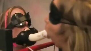 Bondage sex with two lesbian beauties and toys