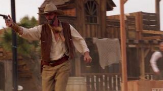 A cowboy punished a girl but licked her clitoris nicely