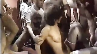 A young whore is having fun in a circle