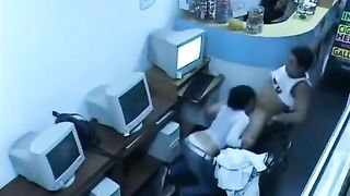 A young guy masturbates with his webcam in the internet cafe