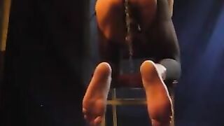 A cute guy in pantyhose stands cancer and fucks his dick skillfully